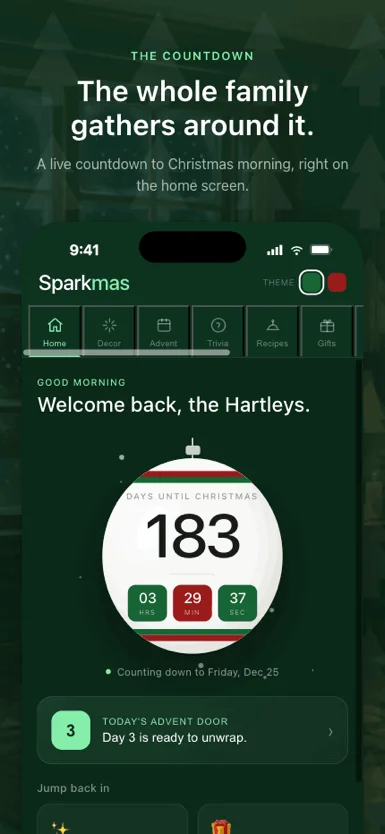 Sparkmas home screen